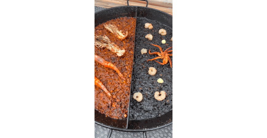 Receta doble de _comeydisfruta_: Arroz de marisco y arroz negro con calamar