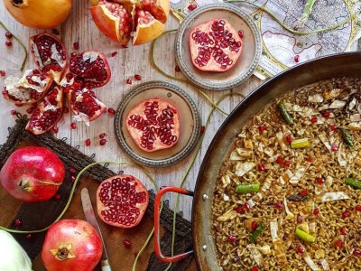 receta @ricepaella: Arroz de granada, repollo y espárragos trigueros 